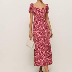 Reformation Red Floral Midi Dress